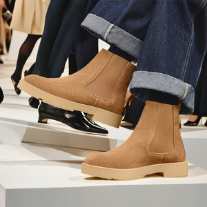 Botas Chelsea Marrones Retro de Lujo, Botas Cortas Estilo Desierto con Suela Gruesa, Tallas 38-44, Plataforma Antideslizante de Goma para Aumentar la Altura - Product Image 2