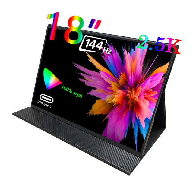 2.5K Portable Gaming Monitor 18" 144Hz IPS Portable Laptop Monitor Second Screen Travel Monitor for PC Phone PS4/5 Xbox Switch