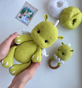 2024 New Products Customized Crochet Dragon Kids Toy Multi Color and Safety Eyes Amigurumi Cotton Dragon