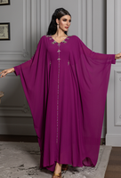 Robe Abaya élégante pour femmes, ornée de strass et en tissu polyester, pour l'automne