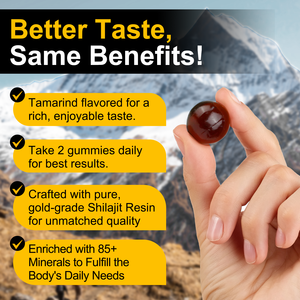 Caramelle Gommose di Shilajit Biologico 85+ Minerali Traccia Acido Fulvico Shilajit Himalayano Puro Gold con Ashwagandha per Uomo e Donna - Product Image 5