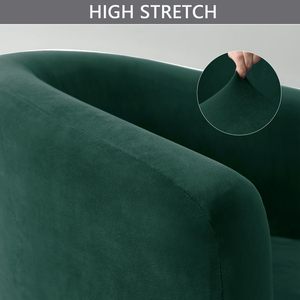 OBCREAT Soft Velvet Stretch 2 pièces Housses de fauteuil pour salon, chambre et appartement-Housses de meubles modernes vert foncé - Product Image 4