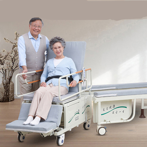 Регулируемая 5-функциональная ручная инвалидная коляска с кроватью для пожилых людей, дома престарелых, медицинская больница, использование стальной АБС, дешевый унитаз в комплекте - Product Image 1