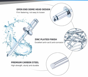 Rivets aveugles à tête ronde de haute qualité, disponibles en aluminium/acier/acier inoxydable. Facile à utiliser avec une pince à rivets, prend en charge les tailles personnalisées - Product Image 5