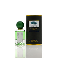 Flacon de Parfum de Luxe en Verre Rond 50 ml avec Bouchon en Marbre et Fond Montagne, Bouteille Unique