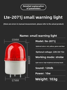 Luz de Señalización LED Pequeña con Sonido y Alarma Luminosa, Indicador de Advertencia Intermitente LTE-2071J - Product Image 5