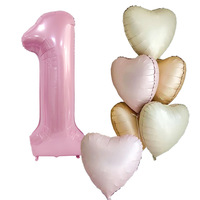 Ensemble de ballons en aluminium numérotés Macaron Love de 40 pouces en poudre nacrée pour les fêtes d'anniversaire et les anniversaires.