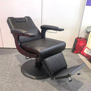 Fauteuil de barbier en cuir noir, hydraulique, inclinable, pour salon de coiffure, hauteur réglable, base ronde, chaise de coiffure - Product Image 5