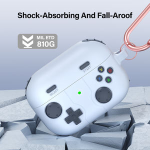 Funda de silicona anticaída con diseño clásico de Gamepad con clip de mosquetón y fundas para auriculares con protección contra el polvo para <span class=keywords><strong>AirPods</strong></span> <span class=keywords><strong>Pro</strong></span> <span class=keywords><strong>2</strong></span> 4 <span class=keywords><strong>Protector</strong></span> - Product Image 2