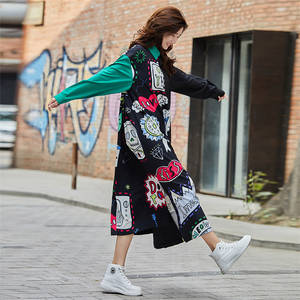 Top sals ultimate moda Patchwork Maxi abiti oversize abbigliamento donna stampa <span class=keywords><strong>Plus</strong></span> Size collo a Polo lungo camicia per donna - Product Image 3