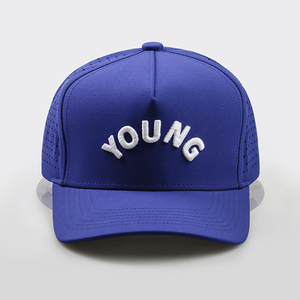 Casquette de baseball incurvée en polyester imperméable à 5 panneaux avec logo personnalisé découpé au laser et maille en corde pour le golf et le sport – Fabricant de chapeaux - Product Image 3