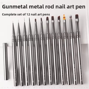 Lot de 12 pinceaux à gel avec manche bronze, stylos de précision pour la peinture de détails fins, pour salon de manucure - Product Image 2