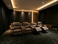 Elektrischer Relaxsessel für Heimkino, Modulares Rindsleder-Kinosofa-Set mit Getränkehalter und USB-Anschluss für Private Kinoräume