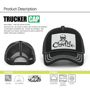 Individuelles Drucklogo 5-Panel-Stickerei Patch Baseball Mesh Trucker-Mütze strukturiertes Netz montierte Sportmütze Trucker-Hut