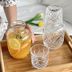 Ensemble de <span class=keywords><strong>carafe</strong></span> en verre gaufré vintage pichet et <span class=keywords><strong>carafe</strong></span> de nuit de chevet avec gobelet pour cadeau promotionnel de supermarché - Product Image 4