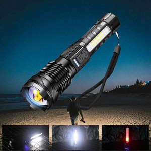 Linterna LED Potente al por Mayor, Linterna Impermeable con Luz Lateral, Modos de Iluminación, Linterna para Camping y Pesca, Lámpara Recargable por USB - Product Image 2