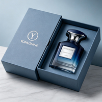 Flacon de parfum carré en verre épais de 100 ml, bord biseauté, atomiseur de parfum plat avec col doré, bouchon noir, luxe