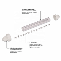 Lampe chauffante infrarouge halogène 300W 118mm pour réchauffeur de nourriture, buffet, vitrine de restaurant