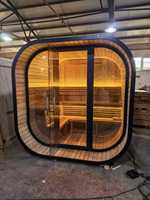 Nouveau Sauna Cube Moderne Électrique en Bois Massif de Cèdre Rouge Canadien, pour Vapeur Sèche et Humide, Extérieur, Commercial, Kit Villa
