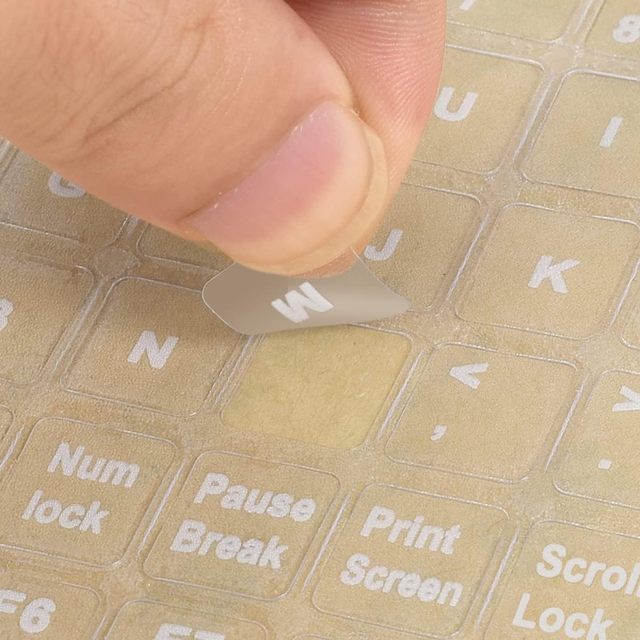English Alphabet Keyboard Stickers Universal Laptop Desktop PC Replacement Keys White Matte Vinyl Minimalist Style