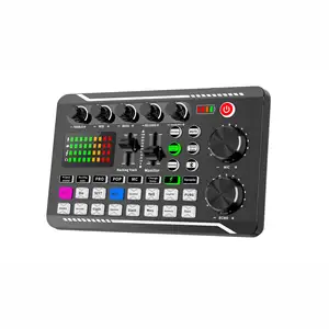 Vente en gros de mini canaux musicaux RGB carte son Bundle Interface audio USB enregistrement condensateur vocal Microphone changeur de voix mélangeur