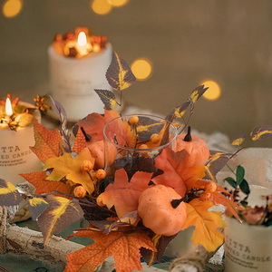 Couronne de fleurs artificielles citrouille et feuille d'érable pour décorations de table de Thanksgiving, mariage, anniversaire, Halloween, Saint-Valentin - Product Image 1