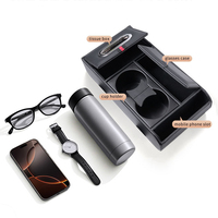 Organizer per Bracciolo Auto con Doppio Portabicchieri, Portafazzoletti e Portatelefono, Fascia Elastica, Spugna Facile da Pulire, per BMW Toyota Honda