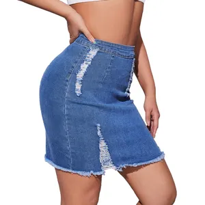 מיני ג 'ינס חצאית גבירותיי custom אופנה גבוהה מותן ripped נשים סקסי ג' ינס חצאיות