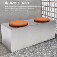 Combinaison de banquettes rectangulaires de style industriel personnalisées en acier inoxydable pour restaurants, cafés, snack-bars et salons