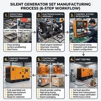 Generador Eléctrico Industrial Diésel EPA CumminsWeichai SDEC Súper Silencioso de 20/50/80/100/400kw, Trifásico, 230V 480V, Arranque Eléctrico ATS