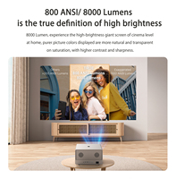 Projecteur LED portable 4K Android 11 avec dongle 4K intégré, 800 lumens ANSI, panneau LCD pour cinéma maison et utilisation en extérieur