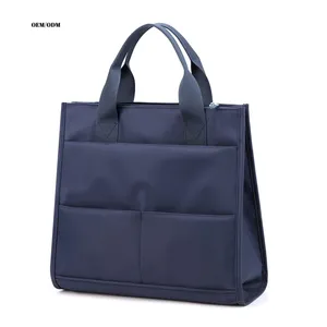 Корейская модная повседневная мужская и женская сумочка большой емкости многослойная Сумка для хранения файлов водонепроницаемый нейлоновый логотип