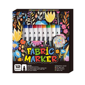 ชุดปากกามาร์กเกอร์ผ้าสำหรับเด็กปากกามาร์กเกอร์ศิลปะผ้าไม่เป็นพิษถาวร12สี - Product Image 5