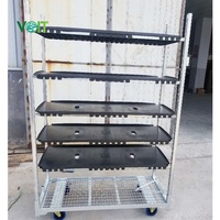 Multifunctionele transportkar met verstelbare metalen bloemenkar voor fruitteelt met PP-plank