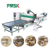 Ligne de production de meubles, routeur CNC, machine de découpe et de gravure sur bois avec chargement et déchargement automatiques