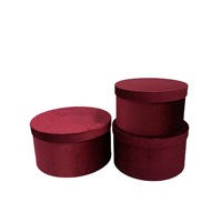 SINOWRAP C002 Coffret Cadeau Rond en Velours Doré de Luxe, Ensemble de 3 Boîtes d'Emballage Florales de Grande Taille pour la Saint-Valentin