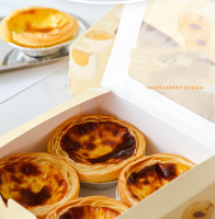 Emballage jetable de boîte de nourriture à emporter de tarte aux oeufs et de beignet imprimé personnalisé avec options de stratification brillante et mate de fenêtre