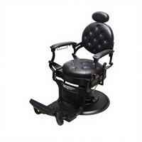 Fauteuil de Barbier Métallique Haut de Gamme Rétro Luxe Léger Personnalisé en Usine avec Inclinaison et Rotation à 360 Degrés, Hauteur Réglable pour Salon de Coiffure