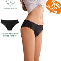 Shanhao OEM Culottes en dentelle respirante Culottes menstruelles en coton biologique Bragas en bambou teints dans la plaine pour les sous-vêtements périodiques