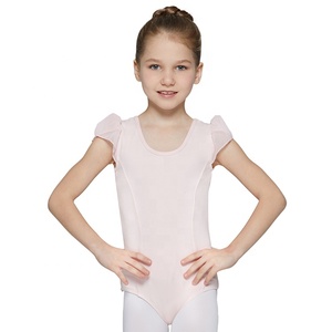Enfant Fille Manches Courtes Dos Nu En Mousseline De Soie <span class=keywords><strong>Rose</strong></span> Ballet Justaucorps - Product Image 1