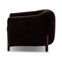 Fauteuil Club Incurvé en Velours Marron Foncé de Luxe Italien Moderne pour Salon de Designer et Projet de Villa de Prestige