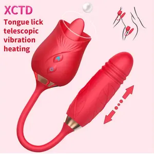 Amazon thương mại nước ngoài bùng nổ 3 thế hệ Rose Series lưỡi sucking Telescopic Rod Rose Vibrator