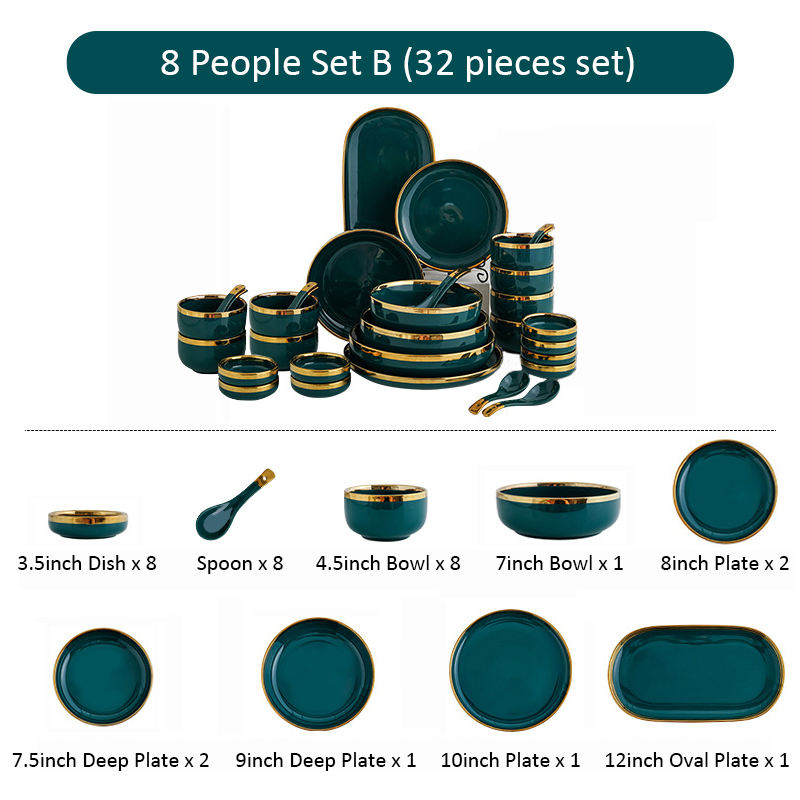 Green 8 people 26 pcs set B