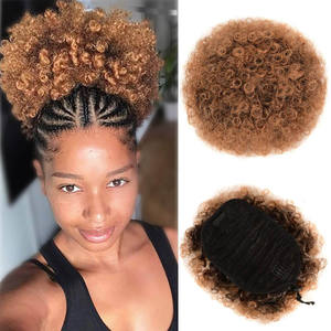 Aksesori Wig lintas batas Eropa dan Amerika, sanggul rambut keriting serut bulu Afrika Kinky ekor kuda - Product Image 5