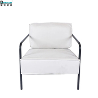 Fauteuil moderne en tissu au design simple avec barre d'accoudoir Siège bas en gris blanc et noir