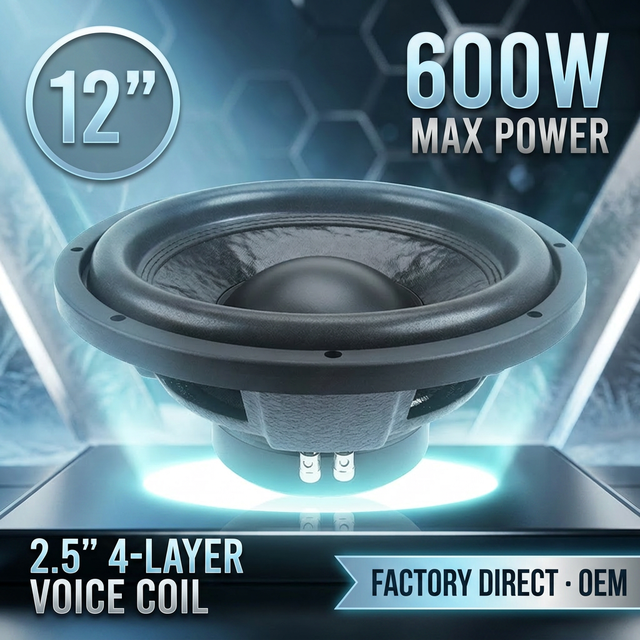 SFQ12 12" 600W Car Subwoofer OEM Factory Direct Deep Bass Woofer Dual 2/4 Ohm 2*35oz Magnet Non-Pressed Pulp Cone Bass Speaker