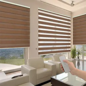 Zebra Blinds Dual Layer Roller Window Shades Light Filtering Sheer Privacy Fabric Day Night Control for Home Office