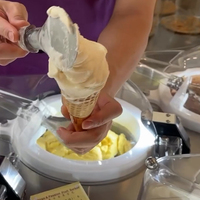 Excellent équipement de restauration commerciale : Machine à gelato Miles avec garantie de 2 ans, chariot à crème glacée à 2 saveurs avec roues, chariot alimentaire extérieur