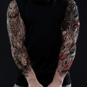 Grandi adesivi da uomo con braccio impermeabile per tatuaggio Body Art temporaneo finto <span class=keywords><strong>Tatoo</strong></span> - Product Image 1