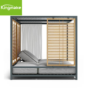 Vente chaude extérieur <span class=keywords><strong>double</strong></span> chaise longue <span class=keywords><strong>jardin</strong></span> piscine <span class=keywords><strong>lit</strong></span> couché patio cadre en aluminium <span class=keywords><strong>lit</strong></span> <span class=keywords><strong>de</strong></span> soleil - Product Image 4